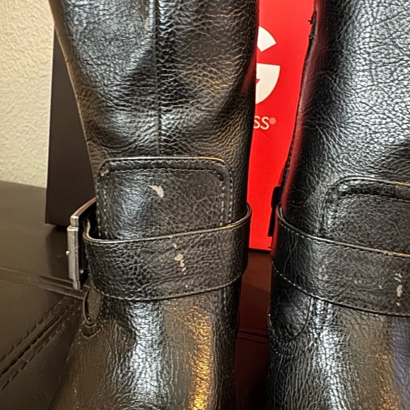 Black Faux Leather Ankle Boots G by Guess Sz 5.5 - Picture 8 of 14